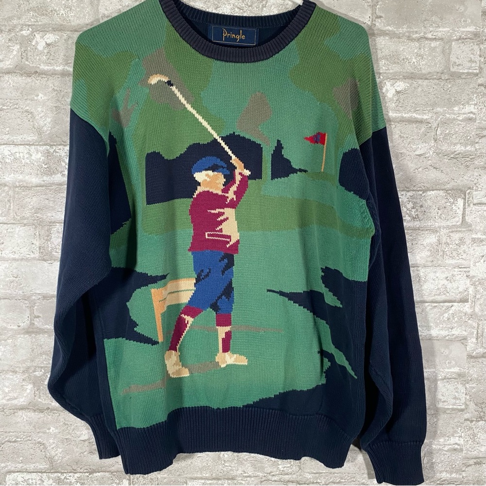 Vintage 90s pringles novelty‎ golf sweater size medium colorblock
